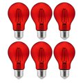 Sunlite LED Filament A19 60W Equivalent Colored Transparent Dimmable Red Light Bulb, 6PK 40943-SU